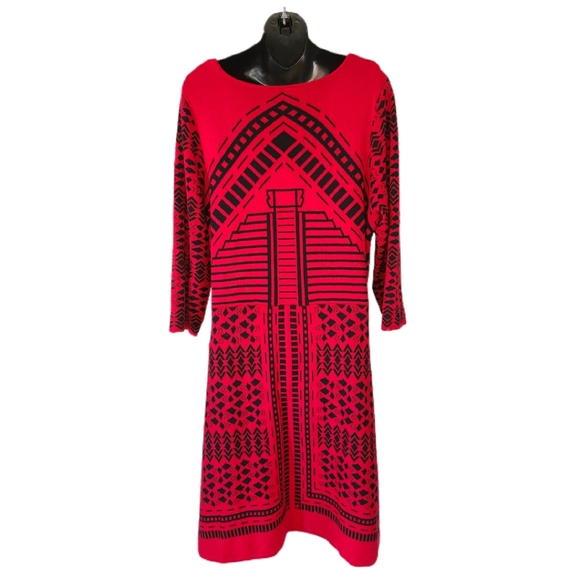 DEREK HEART PLUS RED & BLACK KNIT DRESS - Picture 3 of 5